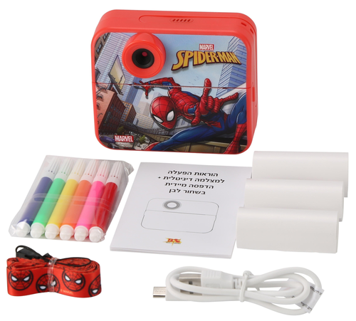 מצלמה דיגיטלית לילדים ספיידרמן Spider-Man עם הדפסה תרמית מיידית וערכת יצירה