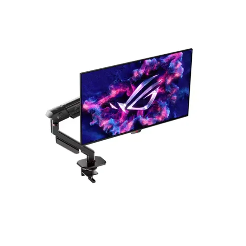 זרוע מסך ROG Ergo Monitor Arm תומכת במסכים עד 39 אינץ עם VESA 100x100 ושליטה מלאה בהטיה, סיבוב והארכה