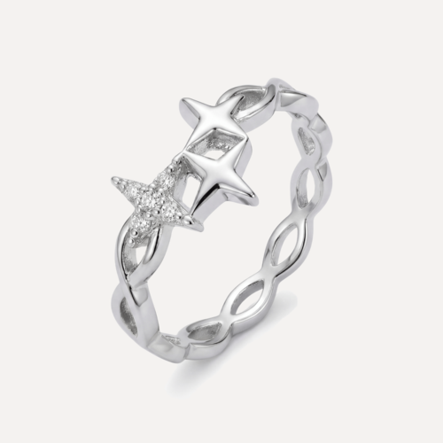 טבעת שלושה כוכבים משובצת