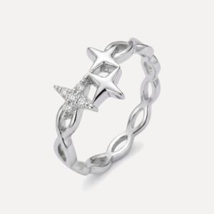 טבעת שלושה כוכבים משובצת