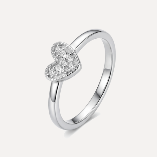 טבעת לב משובצת