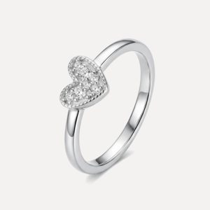 טבעת לב משובצת