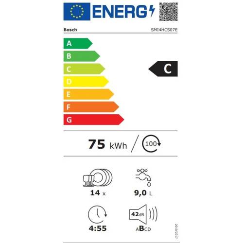 מדיח כלים רחב חצי אינטגרלי 14 מע' Bosch SMI4HCS07E Serie 4 | גרמניה