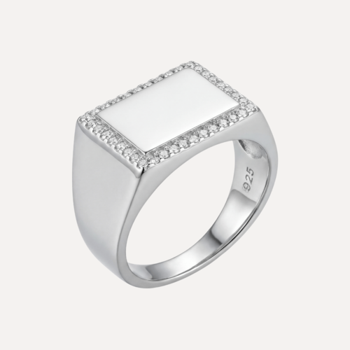 טבעת חותם מסגרת משובצת