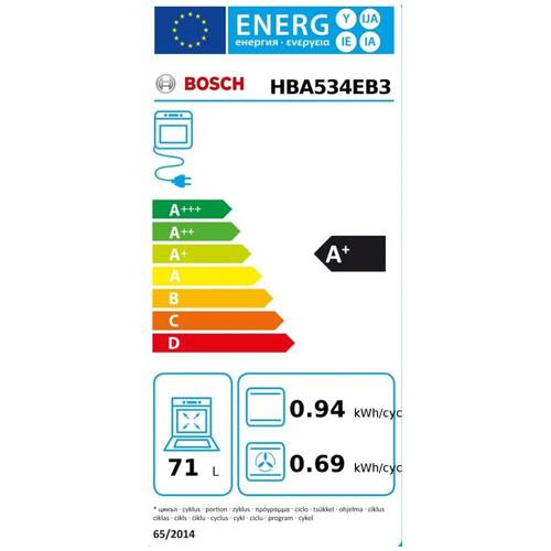 תנור בנוי 71 ליטר Bosch HBA534EB3 Serie 4 שחור | פולין	