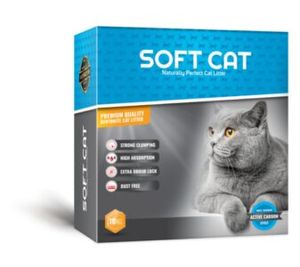 חול לחתולים בקרטון Soft Cat אפקט הפחמן 10 קילו