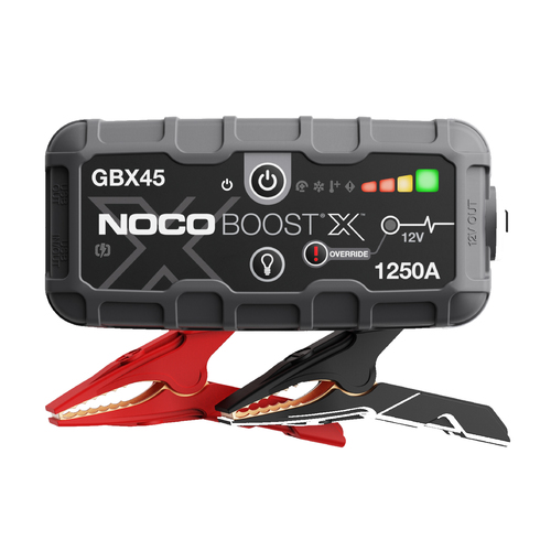 בוסטר התנעה אלקטרוני 12V 1250A NOCO Boost X דגם GBX45 לרכבי בנזין עד 6.5 ליטר ודיזל עד 4 ליטר כולל USB C 60W ופנס 100 לומנס
