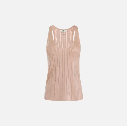 Laminated ribbed knit top COLOR BROWN SUGAR