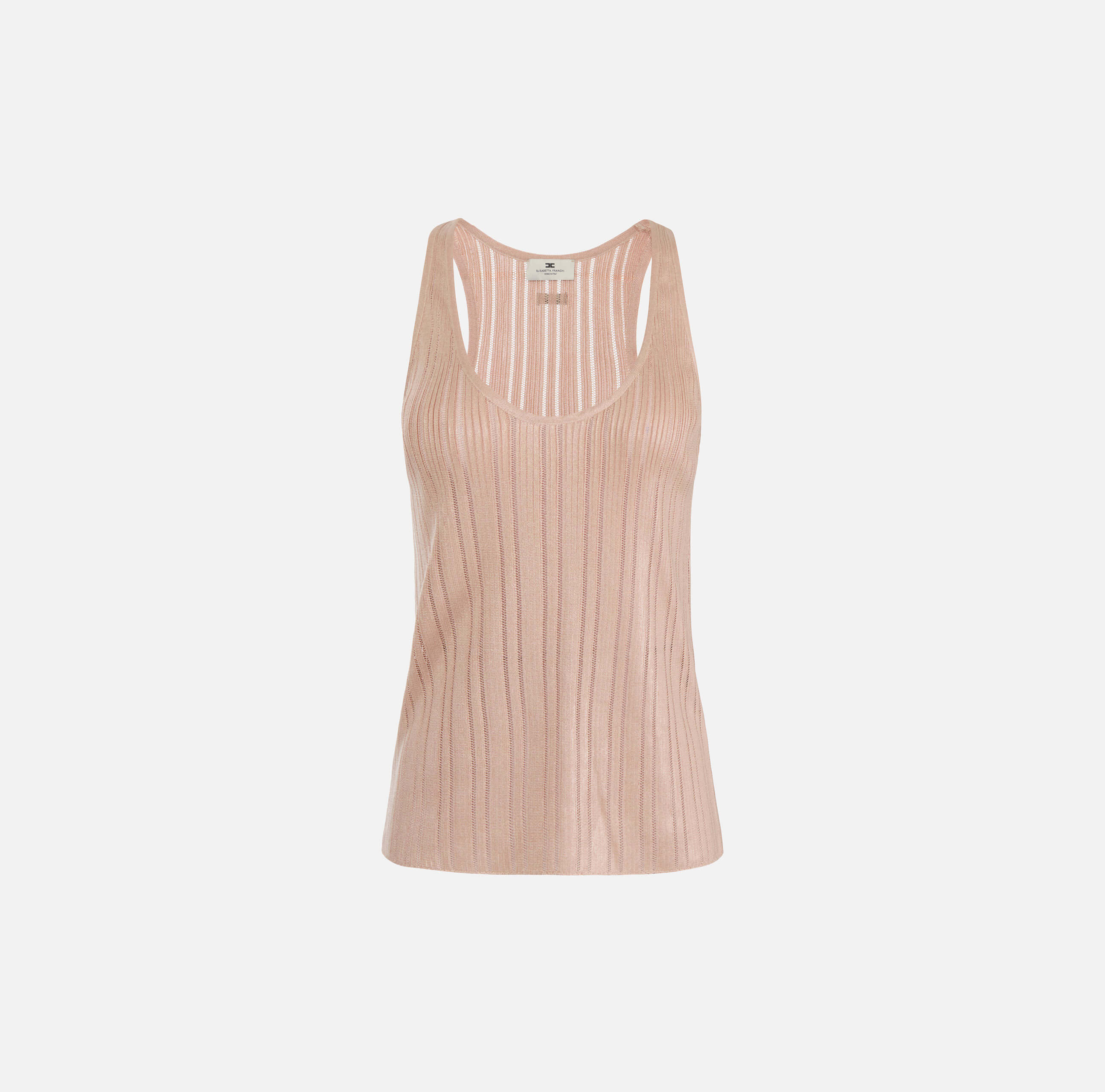 Laminated ribbed knit top COLOR BROWN SUGAR
