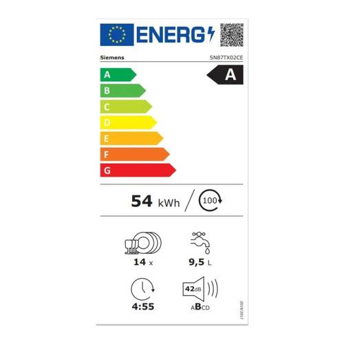 מדיח כלים רחב אינטגרלי 14 מע' כלים Siemens SN87TX02CE iQ700 | גרמניה