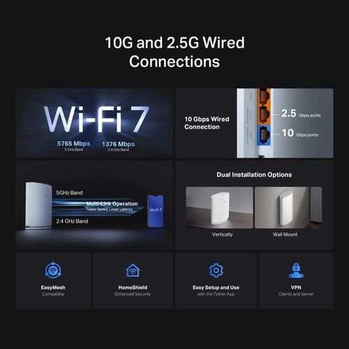 Archer BE450 BE7200 Wi-Fi 7 Router מבית TP-LINK