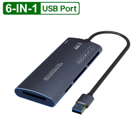 קורא כרטיסים USB 6IN1 - כל סוגי כרטיסי הזיכרון