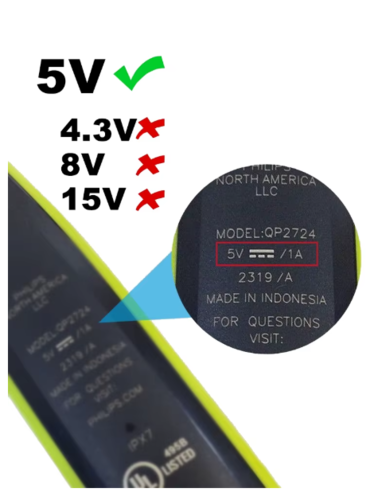 כבל/מטען USB 5V למכונות גילוח פיליפס