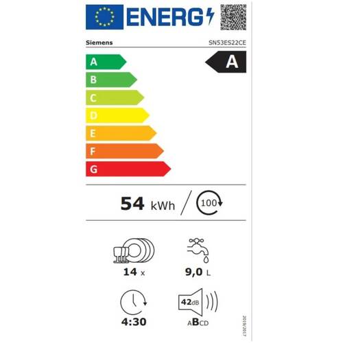 מדיח כלים רחב חצי אינטגרלי 14 מע' כלים Siemens SN53ES22CE iQ300 | גרמניה