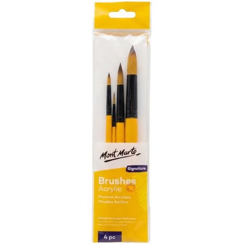 סט 4 מכחולים עגולים לאקריליק Mont Marte Signature