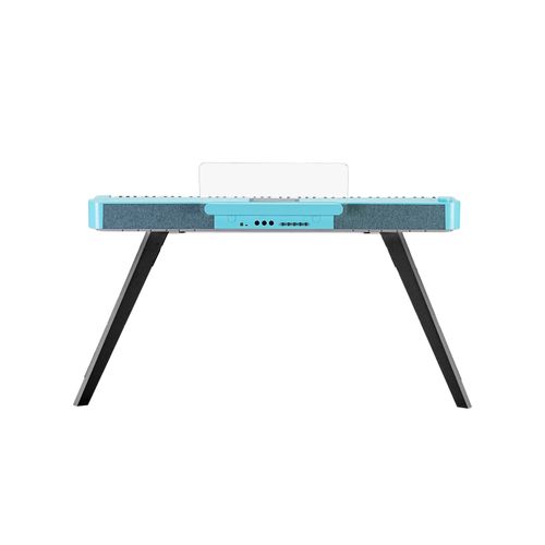פסנתר דיגיטלי חכם HAILUN HD300 בצבע טורקיז אקווא בלו - מבט מלפנים על רקע לבן, מציג את העיצוב המודרני והצבע הייחודי עם מקלדת 88 מקשים משוקללת וטכנולוגיית AI