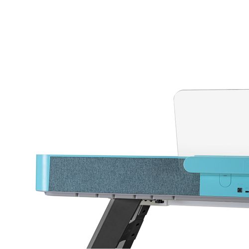 פסנתר דיגיטלי חכם HAILUN HD300 בצבע טורקיז אקווא בלו - מבט מלפנים על רקע לבן, מציג את העיצוב המודרני והצבע הייחודי עם מקלדת 88 מקשים משוקללת וטכנולוגיית AI