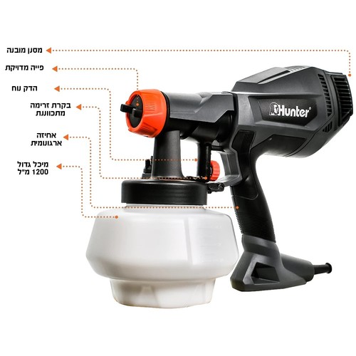 מרסס צבע חשמלי + ערכת אביזרים ודיזות - HUNTER 500W  