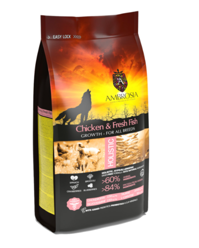 אמברוסיה מזון לגורי כלבים עוף ודג 6 ק