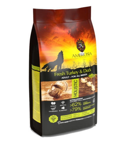 אמברוסיה מזון לכלב בוגר הודו וברווז 12 ק