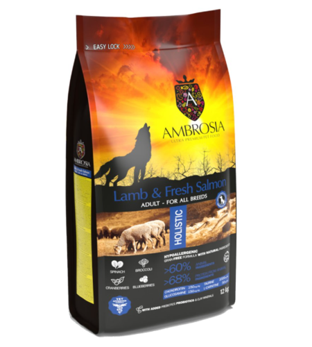 אמברוסיה מזון לכלב בוגר כבש וסלמון 12 ק