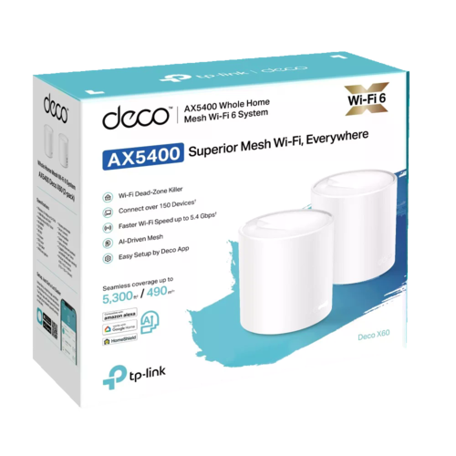 (2 באריזה) Deco X60 AX5400 Mesh Wi-Fi 6 מבית TP-LINK
