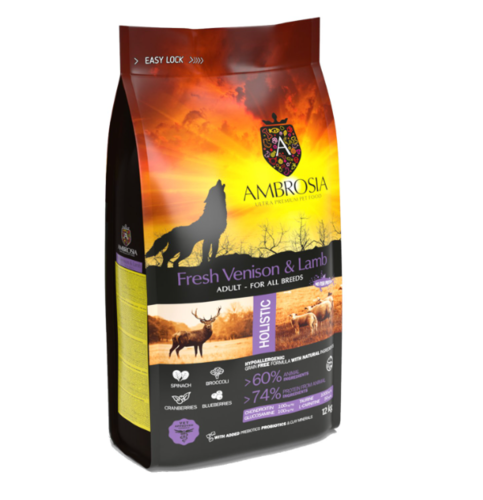 אמברוסיה מזון לכלב בוגר צבי וכבש 12 ק