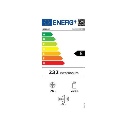 מקרר אינטגרלי מקפיא תחתון 284 ליטר Hisense RB3B280NEWE1