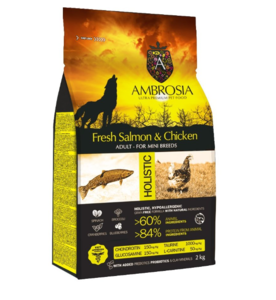 אמברוסיה מזון לכלב בוגר מיני, סלמון ועוף 6 ק"ג צהוב