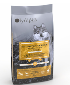 בלאק אולימפוס מזון לכלב בוגר עוף והודו ואורז חום 12 ק"ג צהוב 62% מהחי