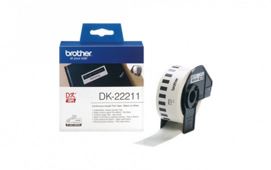 מדבקה רציפה Brother DK-22211 ‎29 מ״מ — שחור על לבן (מקורי)