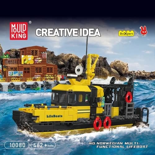 דגם הרכבה ספינת הצלה נורווגית Mould King 10080 Norwegian Lifeboat