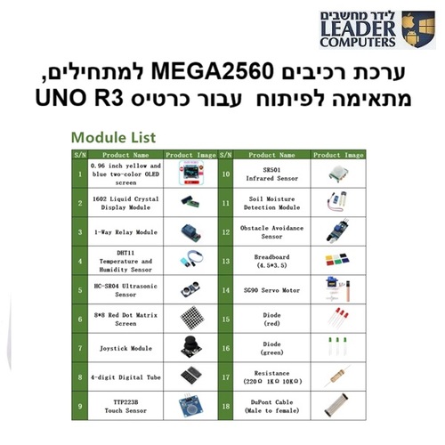 ערכת רכיבים MEGA2560 למתחילים, מתאימה לפיתוח עבור כרטיס Arduino UNO R3
