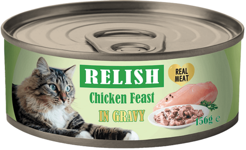 מעדני רליש נתחי עוף ברוטב - מזון מלא שימורים לחתולים