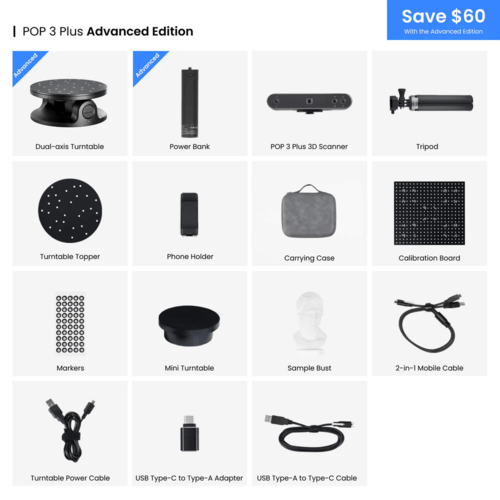סורק תלת מימד נייד - Pop 3 Plus Advanced Edition