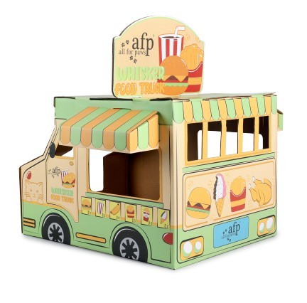 מגרדת קרטון בצורת עמדת קפה ניידת לחתולים