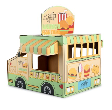מגרדת קרטון בצורת עמדת קפה ניידת לחתולים