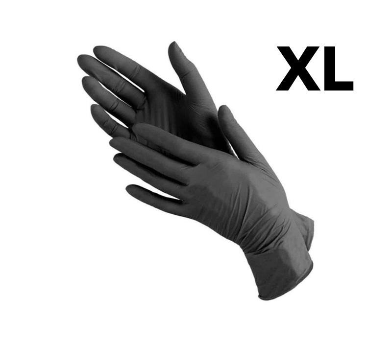 כפפות ניטריל שחור ללא אבקה XL