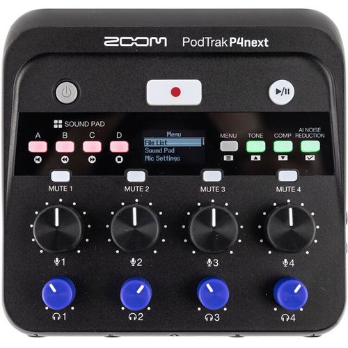 מכשיר הקלטה נייד לפודקאסט Zoom PodTrak P4next 