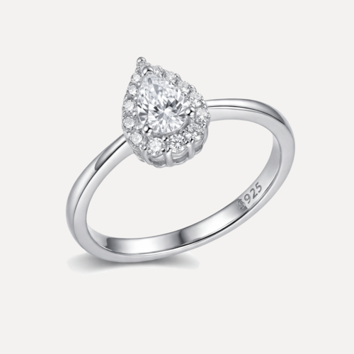 טבעת טיפה הילה כסף 925