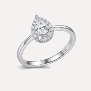 טבעת טיפה הילה כסף 925