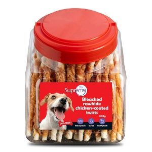 סופרים טוויסט עור מצופה עוף 900ג' Supreme Bleached Rawhide Chicken-coated twists 900g