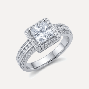 טבעת משובצת אבן מרובעת