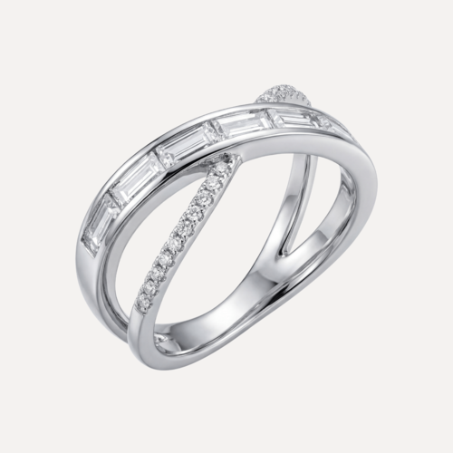 טבעת כפולה משובצת בגרט וזירקונים