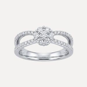 טבעת פרח כפולה משובצת