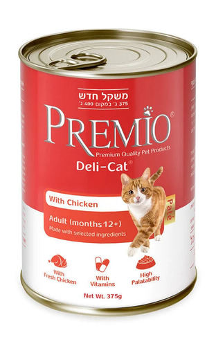 שימורי פרמיו לחתול עוף 375 גרם (100 גרם 1.60 ש