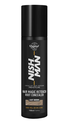 ספריי כיסוי שורשים Nishman Magic Retouch – צבע חום בהיר | Root Concealer light brown