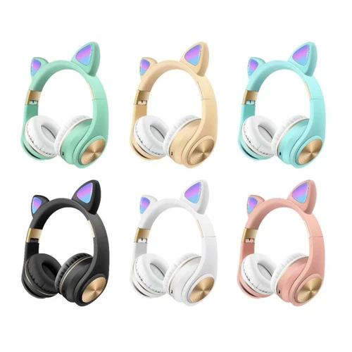 אוזניות Bluetooth לילדים בעיצוב חתול מדגם M1 Cat Ears - ורוד