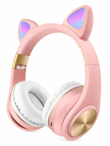 אוזניות Bluetooth לילדים בעיצוב חתול מדגם M1 Cat Ears - ורוד