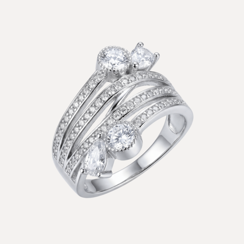 טבעת כסף משובצת